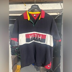Kith x Tommy Hilfiger Polo Shirt Men Size Large Blue Short Sleeve